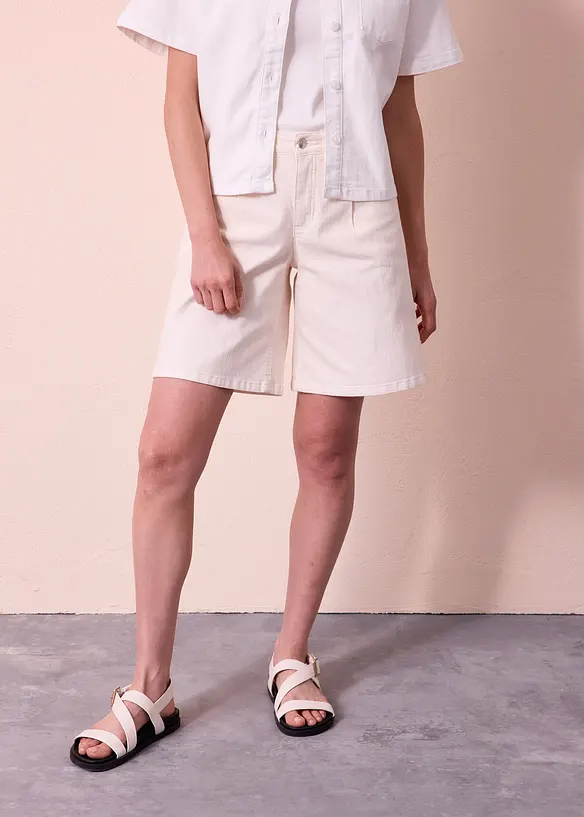 Dž&iacute;nov&eacute; bermudy, Mid Waist, bonprix