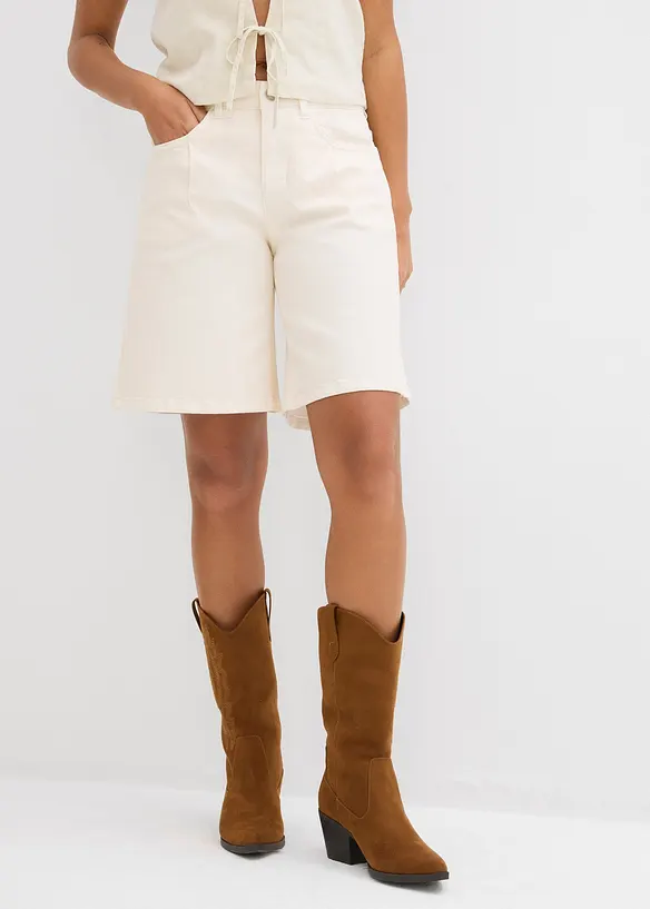 Dž&iacute;nov&eacute; bermudy, Mid Waist, bonprix