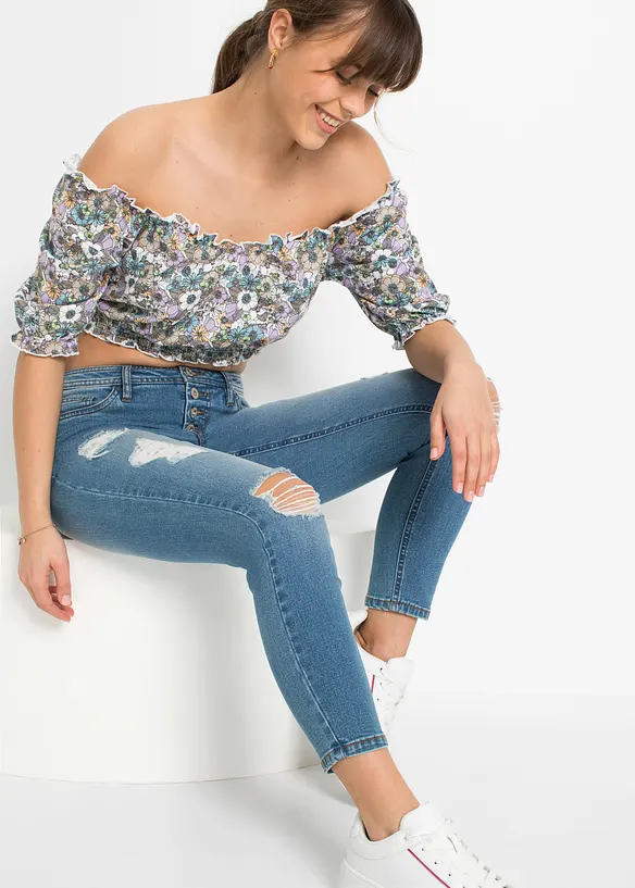 Zkr&aacute;cen&eacute; dž&iacute;ny Skinny Destroyed, bonprix