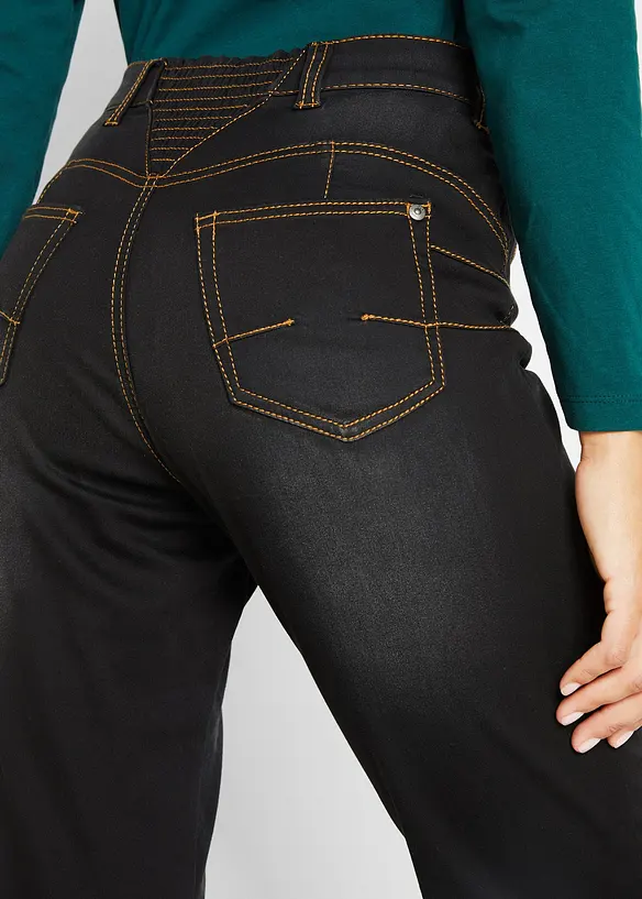 Termo dž&iacute;ny s pohodlnou pasovkou, Straight, Mid Waist, bonprix