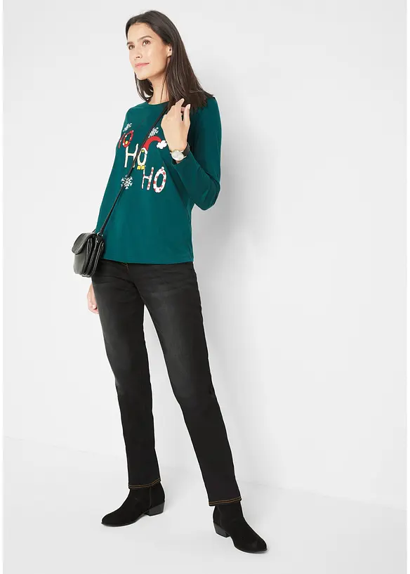 Termo dž&iacute;ny s pohodlnou pasovkou, Straight, Mid Waist, bonprix