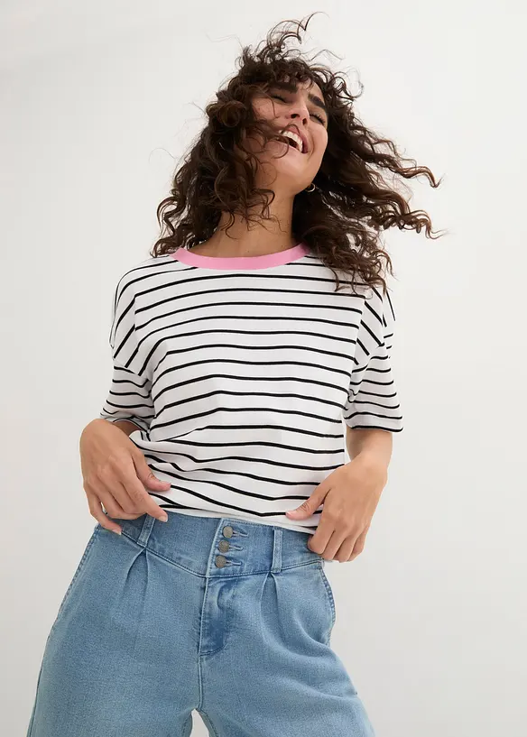 Dž&iacute;ny s pohodln&yacute;m pasem, Wide Leg, High Waist, bonprix