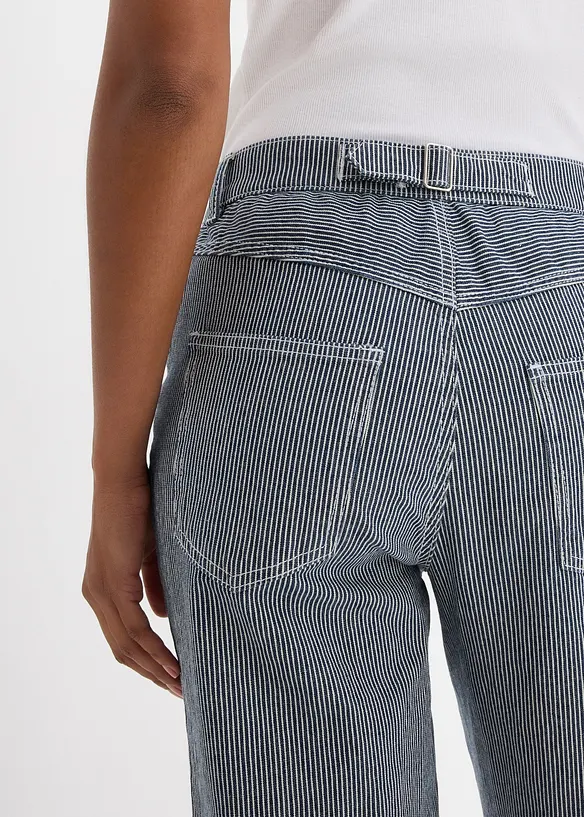 Dž&iacute;ny Straight, High Waist, s proužky, bonprix