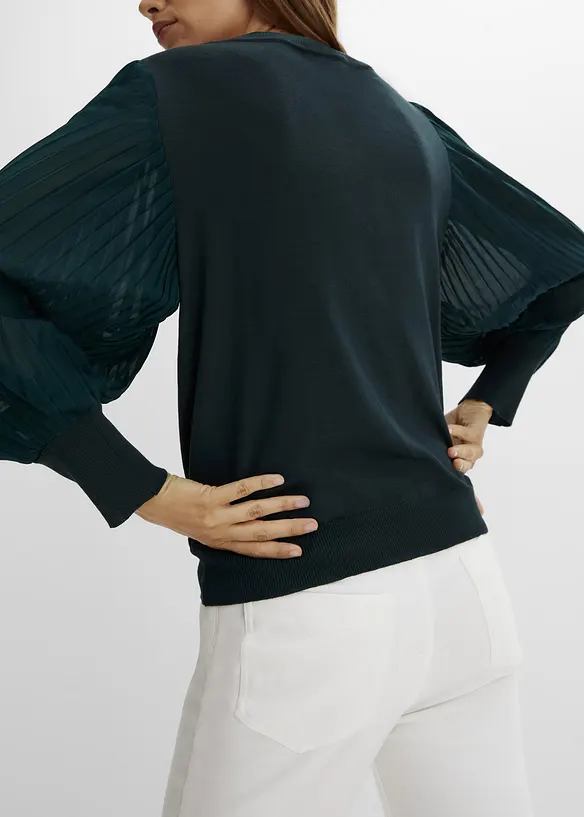 Svetr s plisovan&yacute;mi ruk&aacute;vy, bonprix