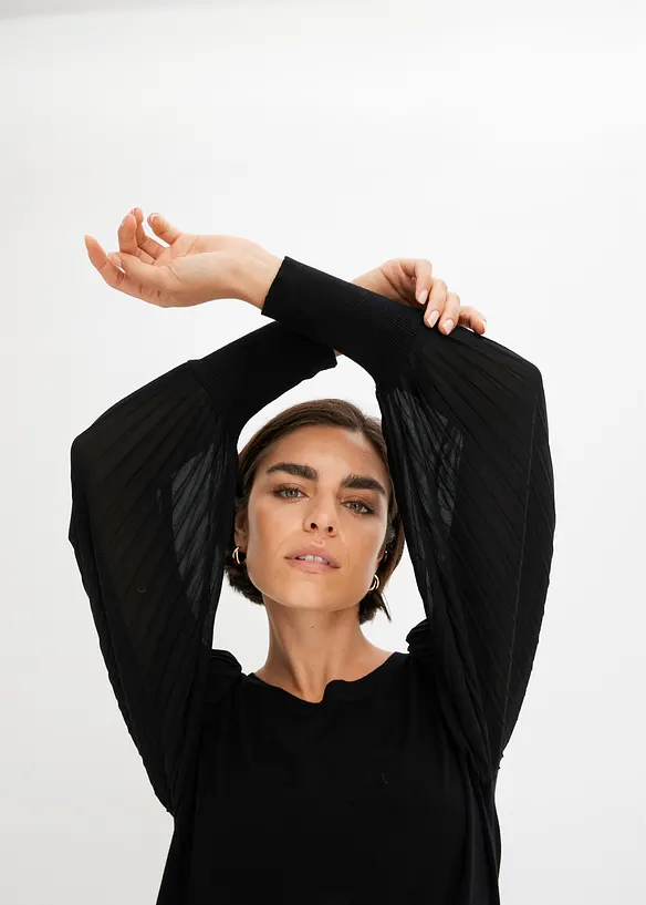 Svetr s plisovan&yacute;mi ruk&aacute;vy, bonprix