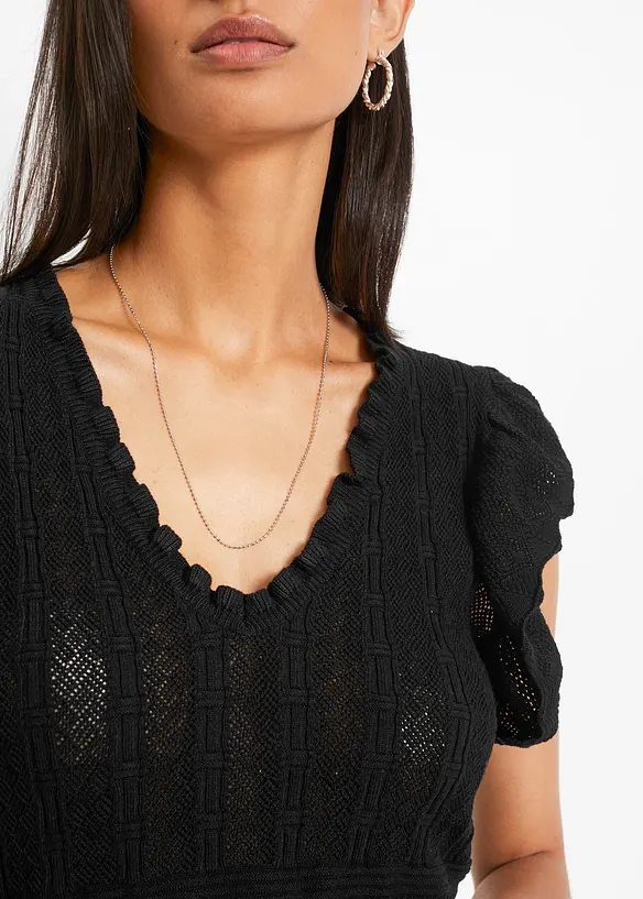 Tričko z ažurov&eacute; pleteniny, bonprix
