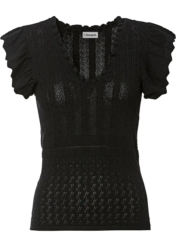 Tričko z ažurov&eacute; pleteniny, bonprix