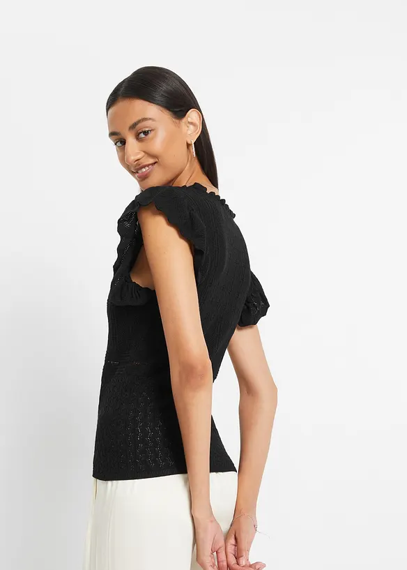 Tričko z ažurov&eacute; pleteniny, bonprix