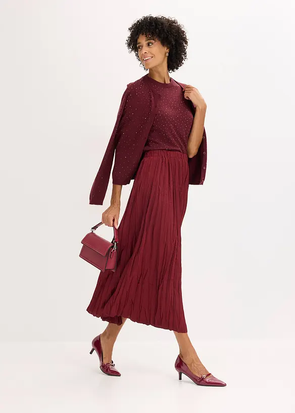 Svetr z jemn&eacute; pleteniny, se třpytiv&yacute;mi kam&iacute;nky, polovičn&iacute; ruk&aacute;v, bonprix