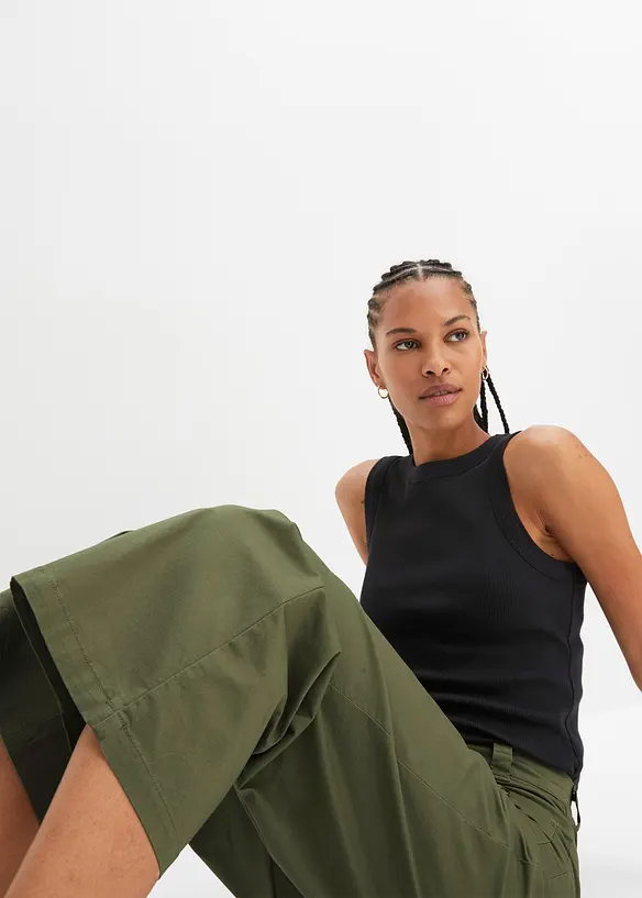 Dž&iacute;ny s pohodln&yacute;m pasem, Wide Leg, High Waist, bonprix