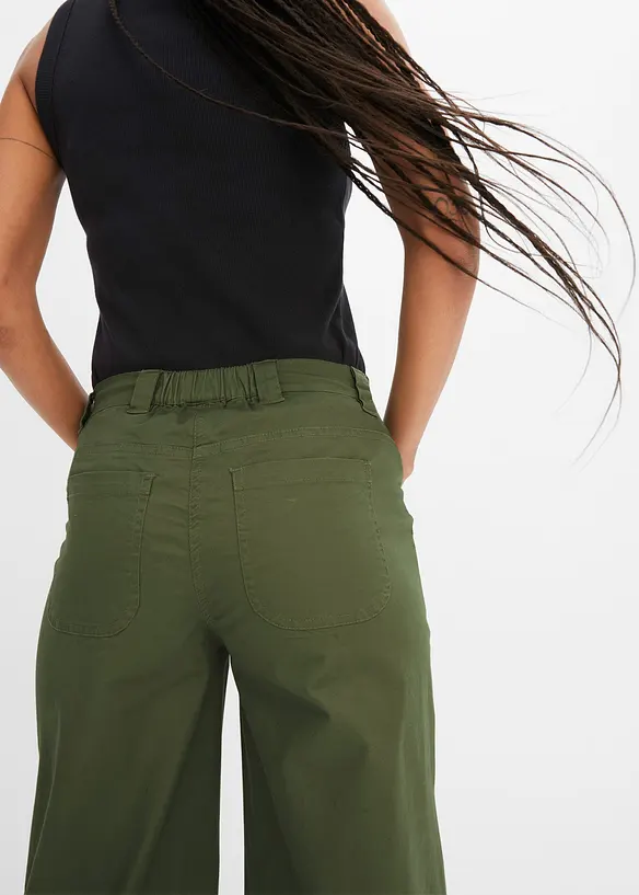 Dž&iacute;ny s pohodln&yacute;m pasem, Wide Leg, High Waist, bonprix