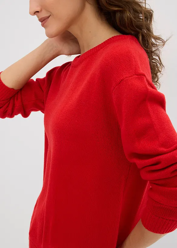 Pleten&yacute; svetr s kulat&yacute;m v&yacute;střihem, bonprix