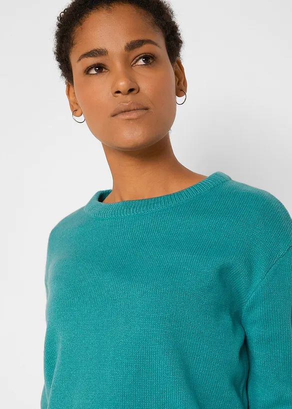 Pleten&yacute; svetr s kulat&yacute;m v&yacute;střihem, bonprix