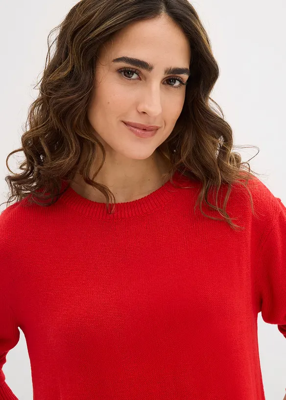 Pleten&yacute; svetr s kulat&yacute;m v&yacute;střihem, bonprix