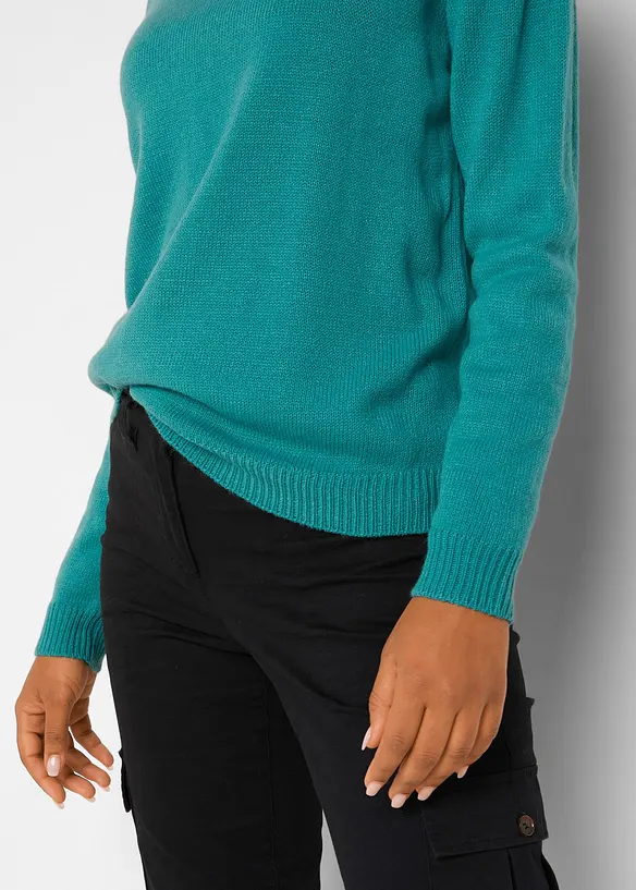 Pleten&yacute; svetr s kulat&yacute;m v&yacute;střihem, bonprix