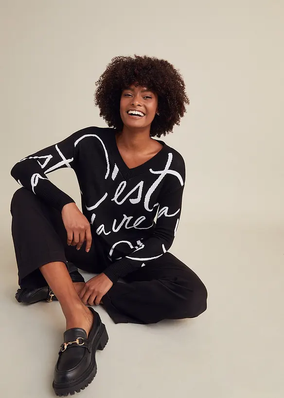 Svetr s n&aacute;pisem, bonprix