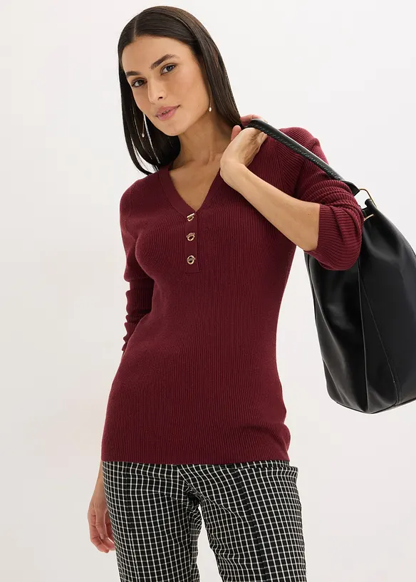 Žebrovan&yacute; svetr s visk&oacute;zou, bonprix