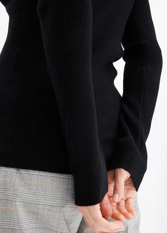 Žebrovan&yacute; svetr s visk&oacute;zou, bonprix