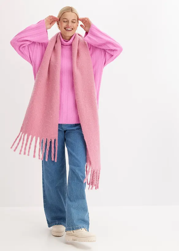 Žebrovan&yacute; svetr s rol&aacute;kov&yacute;m l&iacute;mcem, bonprix