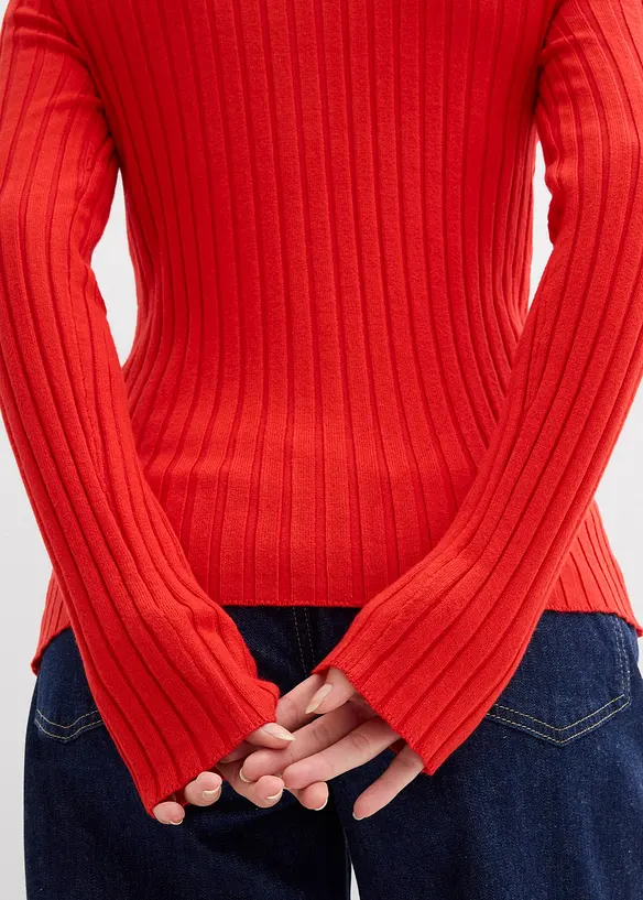 Žebrovan&eacute; triko ze spl&yacute;vav&eacute; visk&oacute;zov&eacute; směsi, bonprix