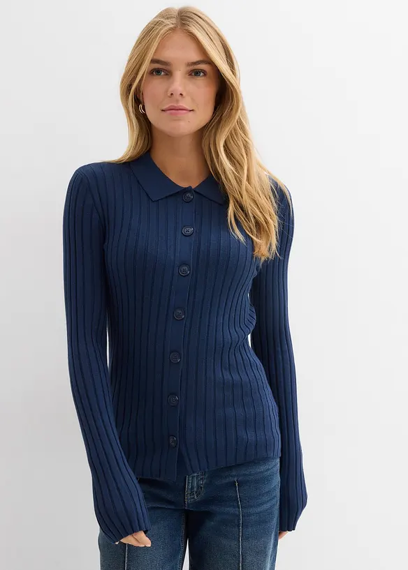 Žebrovan&eacute; triko ze spl&yacute;vav&eacute; visk&oacute;zov&eacute; směsi, bonprix