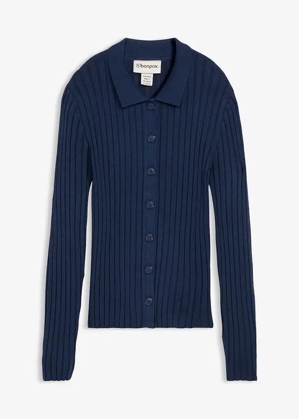 Žebrovan&eacute; triko ze spl&yacute;vav&eacute; visk&oacute;zov&eacute; směsi, bonprix