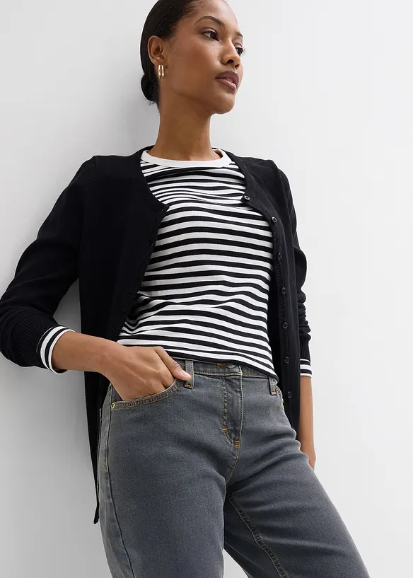 Straight dž&iacute;ny Mid Waist, strečov&eacute;, bonprix