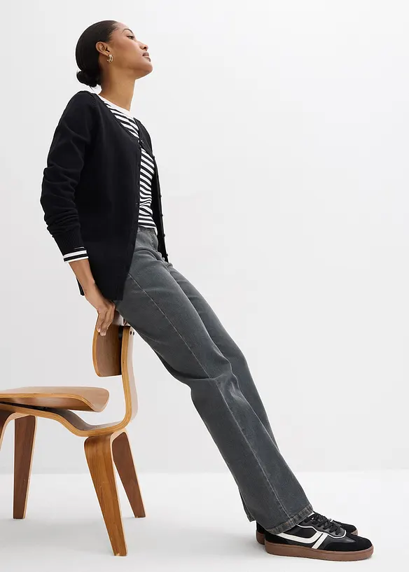 Straight dž&iacute;ny Mid Waist, strečov&eacute;, bonprix