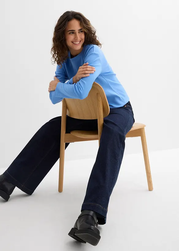 Triko s dlouh&yacute;m ruk&aacute;vem, z těžk&eacute;ho materi&aacute;lu z čist&eacute; organick&eacute; bavlny, bonprix