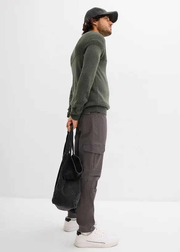 Cargo kalhoty z čist&eacute; bavlny, střih Relaxed Fit, Tapered, bonprix