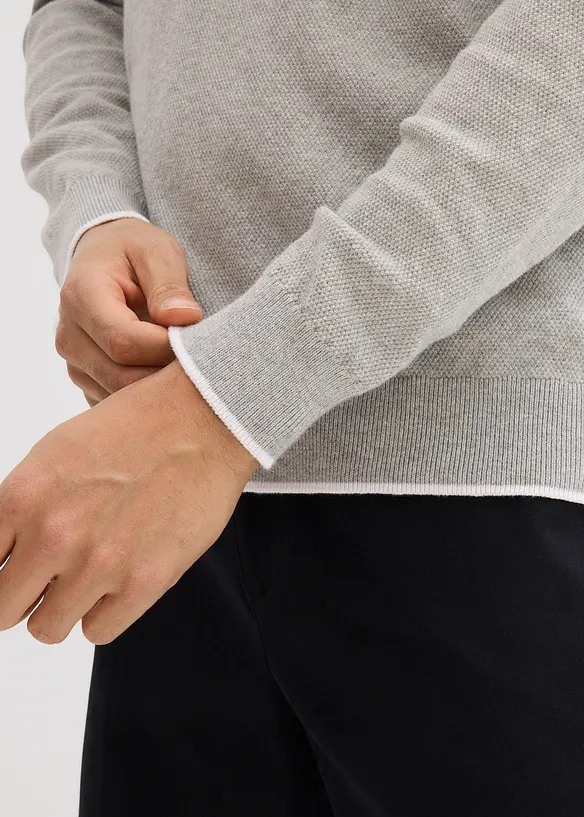 Svetr z jemn&eacute; pleteniny, s dvojit&yacute;m l&iacute;mcem, bonprix