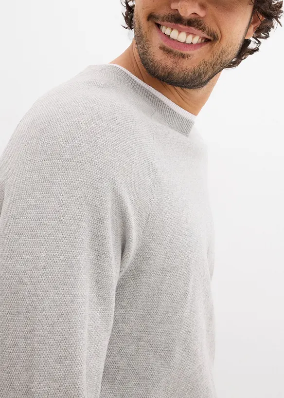 Svetr z jemn&eacute; pleteniny, s dvojit&yacute;m l&iacute;mcem, bonprix