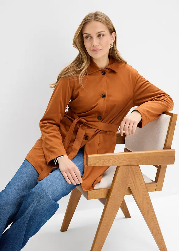 Kr&aacute;tk&yacute; kab&aacute;t s p&aacute;skem, z uměl&eacute; velurov&eacute; kůže, bonprix