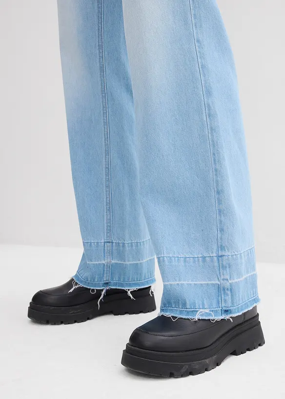 Dž&iacute;ny Wide Leg, Mid Waist, bavlna, bonprix