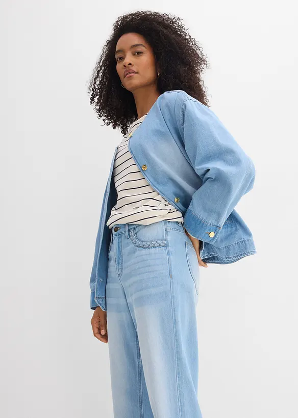 Dž&iacute;ny Wide Leg, Mid Waist, bavlna, bonprix