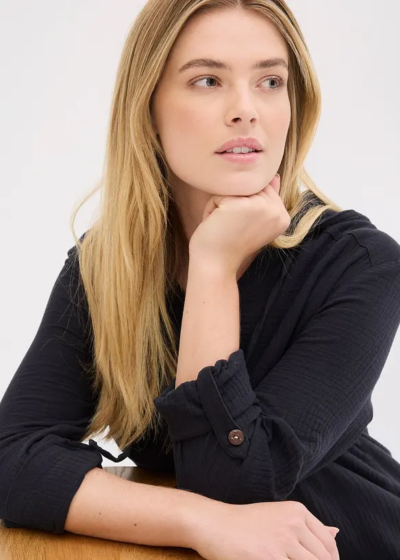 Halenka s v&aacute;začkou, ze vzdu&scaron;n&eacute;ho mu&scaron;el&iacute;nu, bonprix