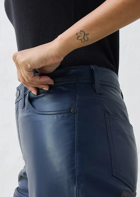 Kožen&eacute; kalhoty z jehněč&iacute; kůže napa, bonprix