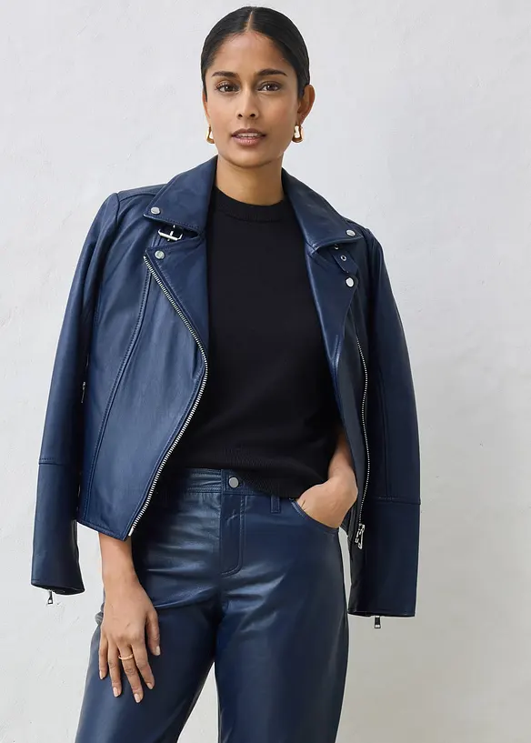 Kožen&eacute; kalhoty z jehněč&iacute; kůže napa, bonprix