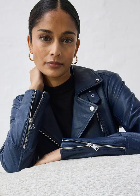 Motork&aacute;řsk&aacute; bunda z napa jehnětiny, bonprix