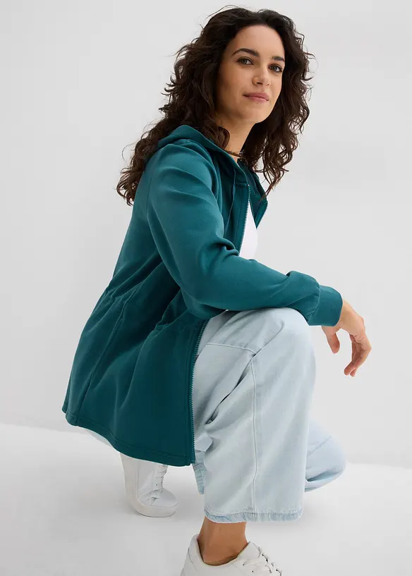 Prop&iacute;nac&iacute; mikina s kapuc&iacute; a elastick&yacute;m p&aacute;skem, bonprix