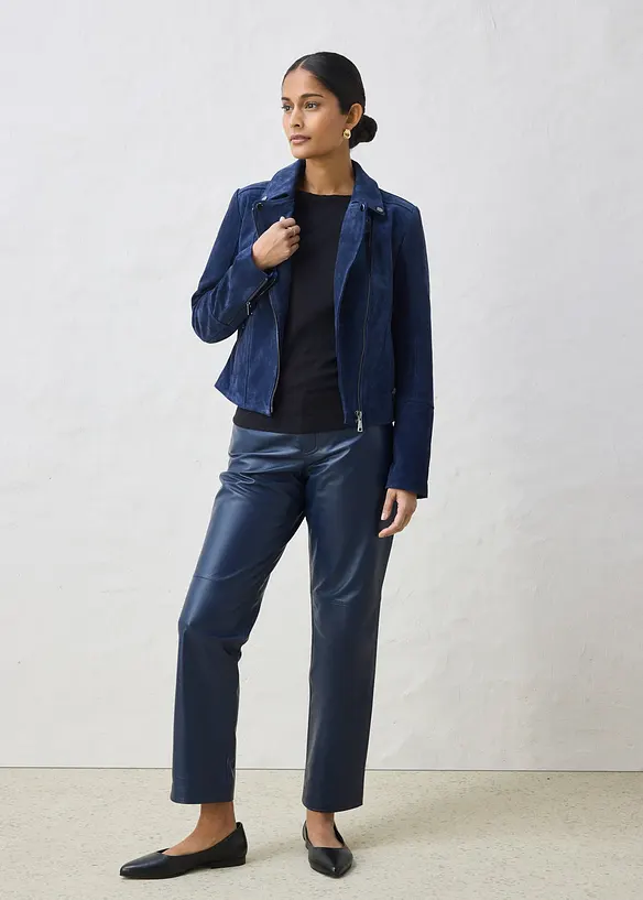 Motork&aacute;řsk&aacute; bunda z velurov&eacute; kůže, bonprix