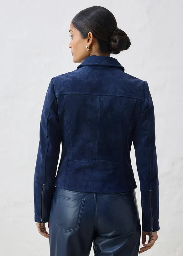 Motork&aacute;řsk&aacute; bunda z velurov&eacute; kůže, bonprix