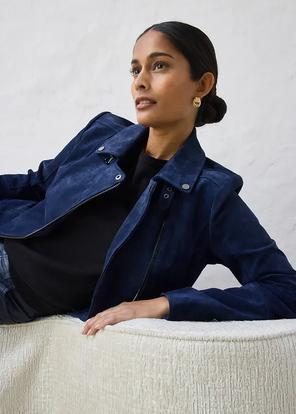 Motork&aacute;řsk&aacute; bunda z velurov&eacute; kůže, bonprix