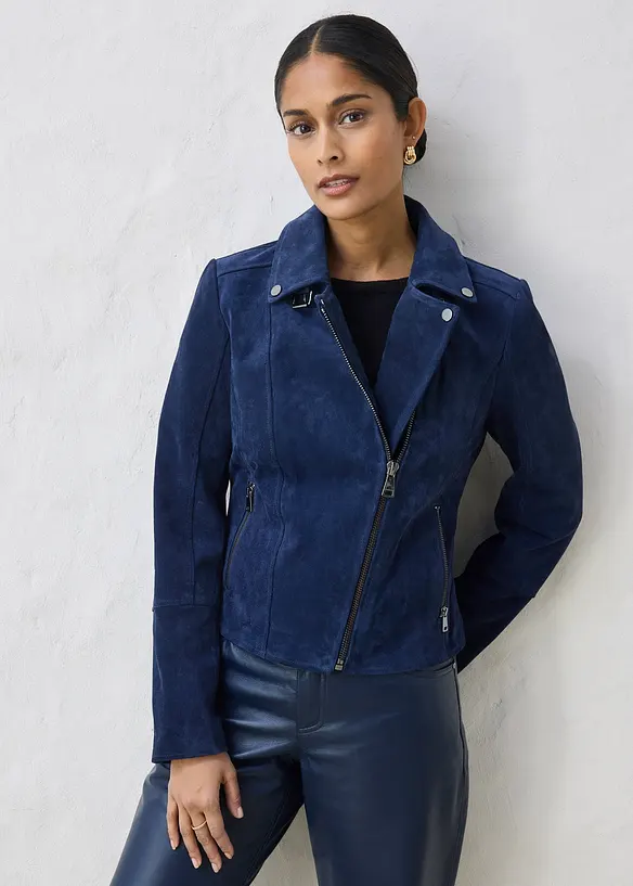 Motork&aacute;řsk&aacute; bunda z velurov&eacute; kůže, bonprix