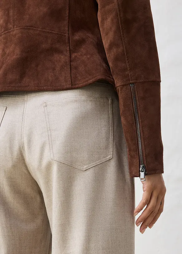 Motork&aacute;řsk&aacute; bunda z velurov&eacute; kůže, bonprix