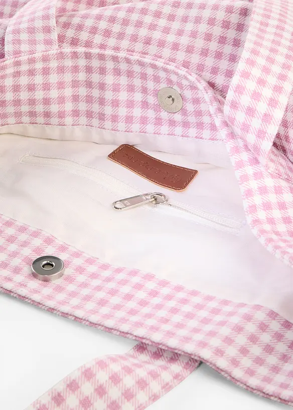 Velk&aacute; pl&aacute;těn&aacute; ta&scaron;ka s nati&scaron;těn&yacute;m k&aacute;rem vichy, bonprix