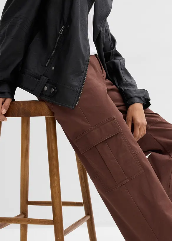 Cargo kalhoty z elastick&eacute; bavlněn&eacute; směsi, bonprix