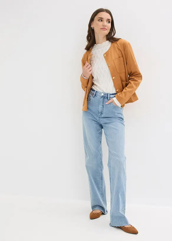 Bunda z uměl&eacute; velurov&eacute; kůže, bonprix