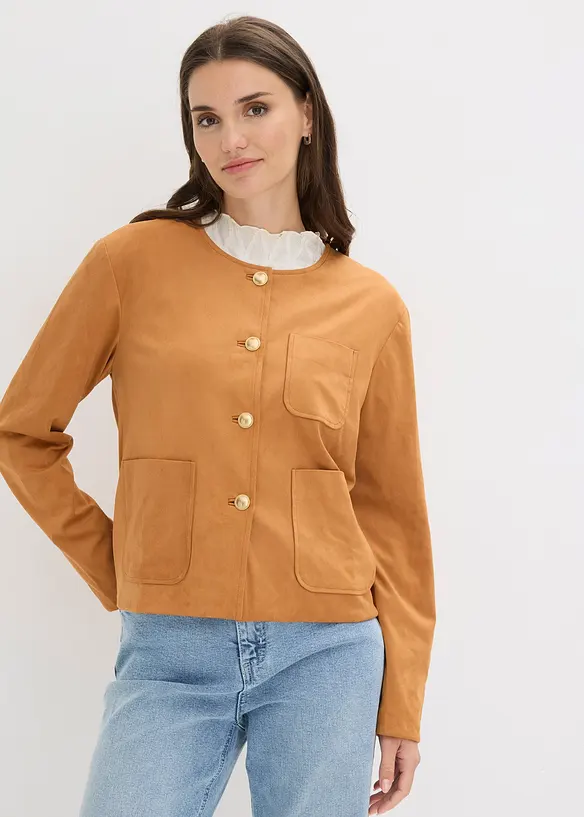 Bunda z uměl&eacute; velurov&eacute; kůže, bonprix