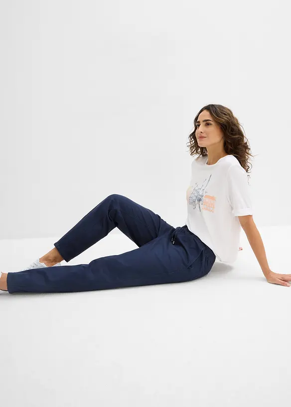 Keprov&eacute; kalhoty Barrel, Mid Waist, pohodln&yacute; pas, bonprix